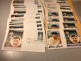 Lot of 22 Babe Ruth First Day Covers &amp; 21 1983 Fleetwood Babe Ruth 2 Card Panel - £31.46 GBP