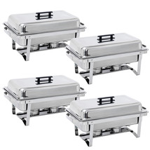 4 Pack 8Qt Chafing Dish Stainless Steel Chafer Complete Set With Warmer - $173.99