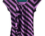 Bell Du Jour Tunic Top Girls L Purple and Black Striped Cap Sleeve - $8.51