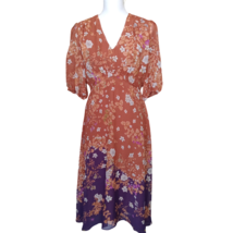 Maison Tara Women&#39;s Floral Print Fit and Flare Midi Dress 6 Chiffon 3/4 ... - $38.59