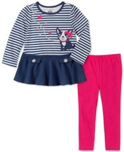 Kids Headquarters Infant Girls Striped Dog Tunic And Leggings Set 18 Months - £16.20 GBP