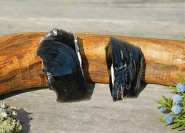 Black Obsidian Natural Set of Two Rough Volcanic Glass for Lapidary Coll... - £9.50 GBP