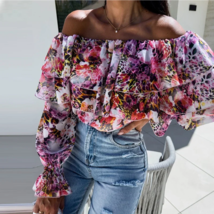 2024 Spring Floral Print Ruffles Blouse - $30.95