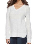 Womens Sweater Juniors Girls SO White V-Neck Long Sleeve Raglan Top $36-... - £13.48 GBP