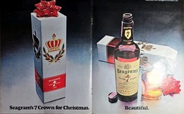 SEAGRAM&#39;S SEVEN7CROWN - Christmas - Dual Ad Beautiful - 1968 VTG Print AD - $13.54