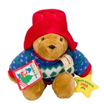 Paddington Bear Plush 15&quot; Happy Holidays 1998 Tag Christmas Tree Sweater... - £13.28 GBP