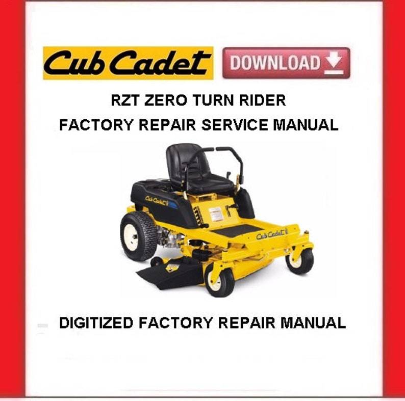 Cub Cadet RZT ZERO TURN Rider Service Repair Manual  - $20.00