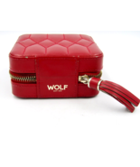 Wolf Vintage Leather Travel Jewelry Case Box with Zipper and Mirror - Re... - £27.59 GBP