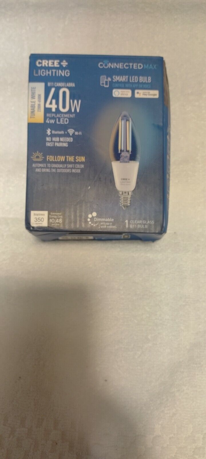 CREE Lighting B11 Candelabra 40W Replacement 4W LED Bluetooth/WiFi/Alexa/Google - $18.99