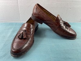 Johnston &amp; Murphy Cellini Loafers Men 10 B Shoes Brown Leather Slip On T... - $513.34 MXN