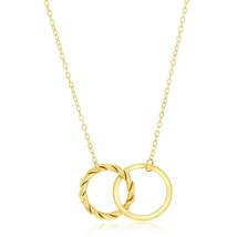 14K Yellow Gold, Rope &amp; Polished Double Circle Necklace - £438.08 GBP