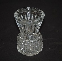 Classic Style Clear Glass Toothpick Holder w Diamond &amp; Ribbed Pattern Ta... - £7.81 GBP