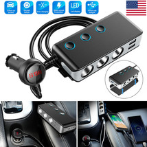 12V 3Way Car Cigarette Lighter Socket Splitter 4 USB Charger Power Adapt... - $38.99