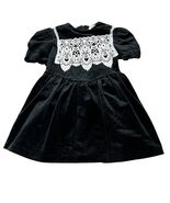 Vintage Little Miss Velvet &amp; Lace Dress Puff Sleeves Size 4 - €32,78 EUR