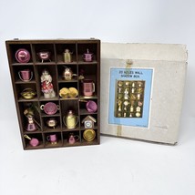 Vintage Tin Kitchen Miniatures In Wood Shadow Box Wall DECOR New Old Stock - £26.29 GBP
