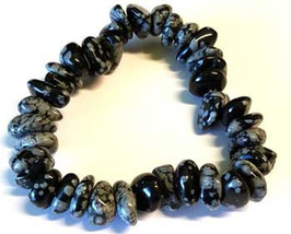 Snowflate Obsidian Gemstone Bracelet Stretch - £38.35 GBP