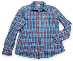 Carhartt Women’s Long Sleeve Flannel Button-up Shirt Plaid Blue Pink Sz M 8/10 - £19.22 GBP
