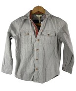 Matilda Jane Boys Button Down Shirt 8 Gray Polka Dot Print Wood Buttons - $518.34 MXN