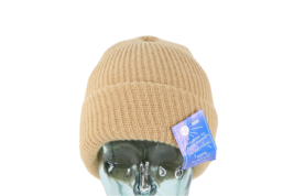 NOS Vintage 90s Streetwear Blank Double Faced Chunky Knit Beanie Hat Tan Brown - £39.07 GBP