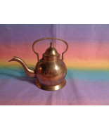 Vintage India Brass Etched Carved Teapot Kettle 3 1/4&quot; High - £8.05 GBP