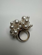 Vintage Swarovski Faux Pearl Crystal $150 Gold Ring Size 7.5 - £46.97 GBP