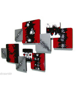 Hot Red n black abstract art wall sculpture hangings -Unique wall decor-... - $199.99