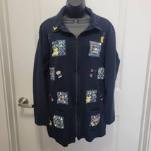 Bechamel Quilter Seamstress Jacket Cotton Vintage Navy Knit Cardigan Siz... - $19.79