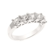 1.97 Karat Asscher Diamant 14K Weiß Vergoldet 5-Stone Ehering - £108.09 GBP