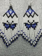 Butterfly Glass Seed Bead Fringe Earrings - Black, White, Two shades of Purple - £23.79 GBP