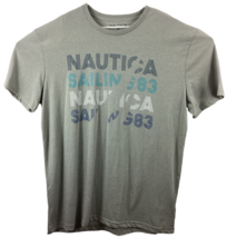 Nautica Shirt Men&#39;s Sz XXL Grey Gray SS T-Shirt Nautica Sailing 83 Spell... - £14.62 GBP