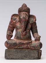 Ganesha Statue - Khmer Stil Holz Sitzender Ganesh 29cm/30.5cm - £490.85 GBP