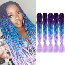 Doren Jumbo Braids Synthetic Hair Extensions 5pcs, purple-blue-pink - $25.99