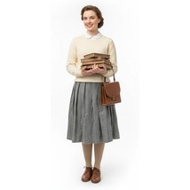 VTG 40s Juniorite Gray Tweed Pleated Wrap Skirt Wool Union Label 23” L/Sz S - $64.30