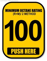 100 Octane Gas Pump Button Label Vinyl Sticker Gasoline Petrol Decal 2x2... - £3.13 GBP