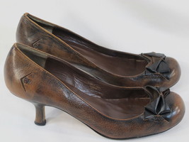Max Studio Brown Leather Loafer Pumps Heels Size 7.5 M US Excellent Cond... - $16.71