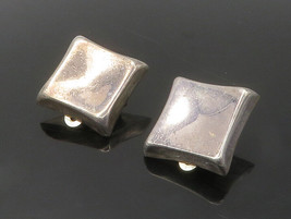 ZINA 925 Sterling Silver - Vintage Dark Tone Square Non Pierce Earrings - EG8815 - £54.06 GBP