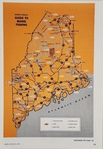 1955 Print Ad Guide to Maine Fishing Sports Afield Single Page Map  - £13.44 GBP