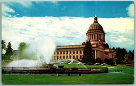 Capitol Building &amp; Fountain Olympia Washington WA UNP Unused Chrome Postcard G5 - £2.29 GBP