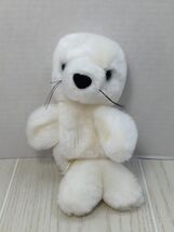 Milaca Mills Plush small white baby seal pup blue eyes beanbag black nose - $12.73
