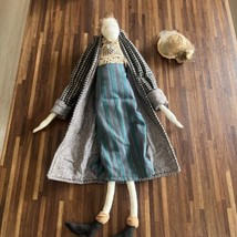 Victorian Folk Art Fashion Doll Handmade Drawn Face 24”L Some Damage; See Pics - £24.96 GBP