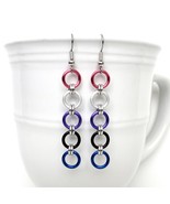 Genderfluid pride flag earrings, simple handmade LGBTQ chainmail jewelry - £12.82 GBP