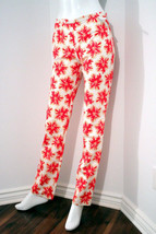 Gianfranco Ferre FLORAL Straight PANTS Beaded RED Italy ( 28/42 ) - $69.27