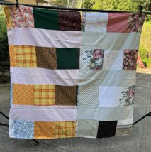 Handmade Quilt Machine stitched patchwork 59x62&quot; bed cover lap quilt lightweight - £18.57 GBP