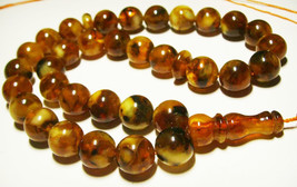 Islamic 33 Prayer bead Natural Baltic Amber Tasbih Misbaha Amber Muslim pressed - £75.99 GBP