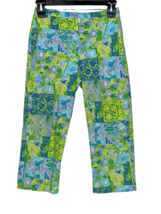 Larry Levine Floral Stretch Pants Bright Blues Green Women&#39;s Size 8 Petite Sport - £12.66 GBP