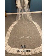 Ruffle edge wedding white veil 1 tier 300 cm 118&#39;&#39; with personalized let... - €80,84 EUR