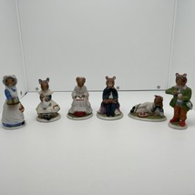 Lot Of 6 Adorable Vintage 1985 Woodmouse Family Figurines Franklin Mint - £13.93 GBP