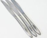 Oneida Rose Shadow Community Dinner Knives Stainless 9 1/4&quot; Lot of 3 - $11.75