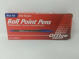 Office Depot 1996 Ball Point Pens Blue Ink Made in USA VTG 90s 1990s Office Prop - £19.46 GBP