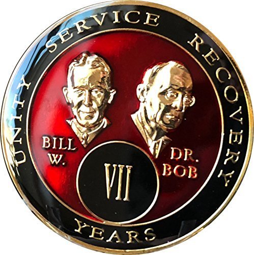 AA Founders Tri-Plate Medallion Red Year 1 - 65 Bill & Bob Chip